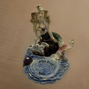 Blue Sky Clayworks Ceramic Mermaid Tea Light 2004 Retired 4 inches NO CANDLE